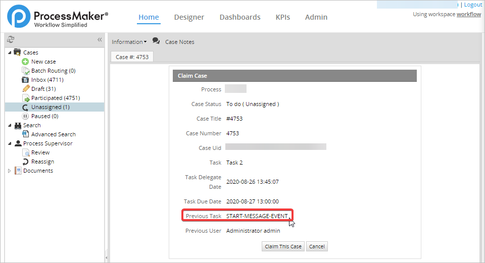 Previous Task Process Image Example